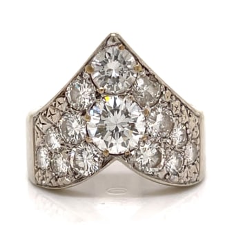 1950’s 14K White Gold 3.80 Ct. Diamond Ring: 14K White Gold; 1950's vintage style with 3.80 Ct. of Diamonds.