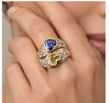 18K Yellow Gold Sapphire & Diamond Stackable Rings (1 of 1)