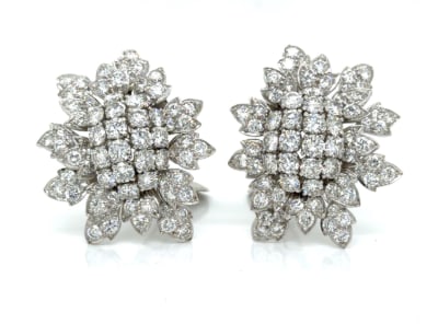 DAVID WEBB Platinum 10.75 Ct. Diamond Cluster Earrings (1 of 1)
