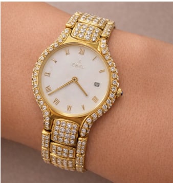 EBEL 18K Yellow Gold Diamond Beluga Watch: 18K Yellow Gold; Diamond-set Beluga model by Ebel.