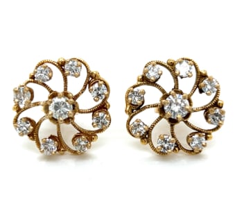 14K Yellow Gold 1.60 Ct. Diamond Earrings (1 of 1)