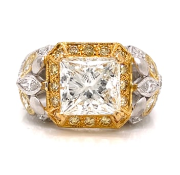 18K Yellow Gold & Platinum GIA Certified 5.01 Ct. Diamond Ring: 18K Yellow Gold & Platinum; GIA Certified 5.01 Ct. center Diamond.