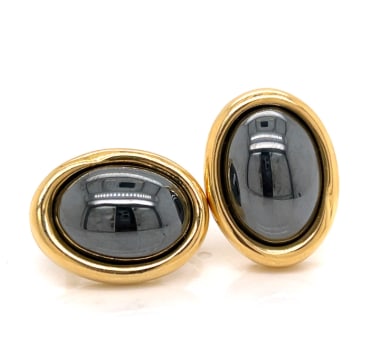 TIFFANY & CO. 18K Yellow Gold Hematite Earrings (1 of 1)