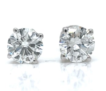 14K White Gold GIA Certified 2.03 Ct. Diamond Stud Earrings (1 of 1)