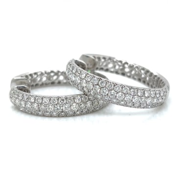 18K White Gold Diamond Hoop Earrings (1 of 1)