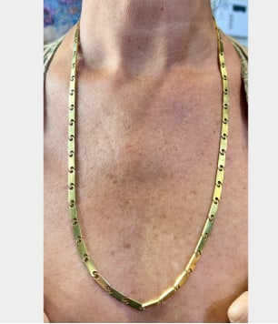 18K Yellow Gold Necklace: 18K Yellow Gold; elegant solid gold link necklace.