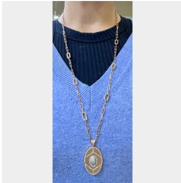 18K Rose Gold Diamond Necklace: 18K Rose Gold; delicate necklace featuring Diamond accents.