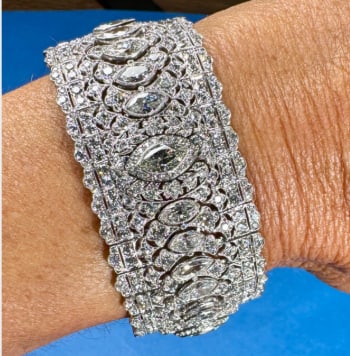 Art Deco Platinum 34.00 Ct. Diamond Bracelet: Platinum; Art Deco era style featuring 34.00 Ct. of Diamonds.