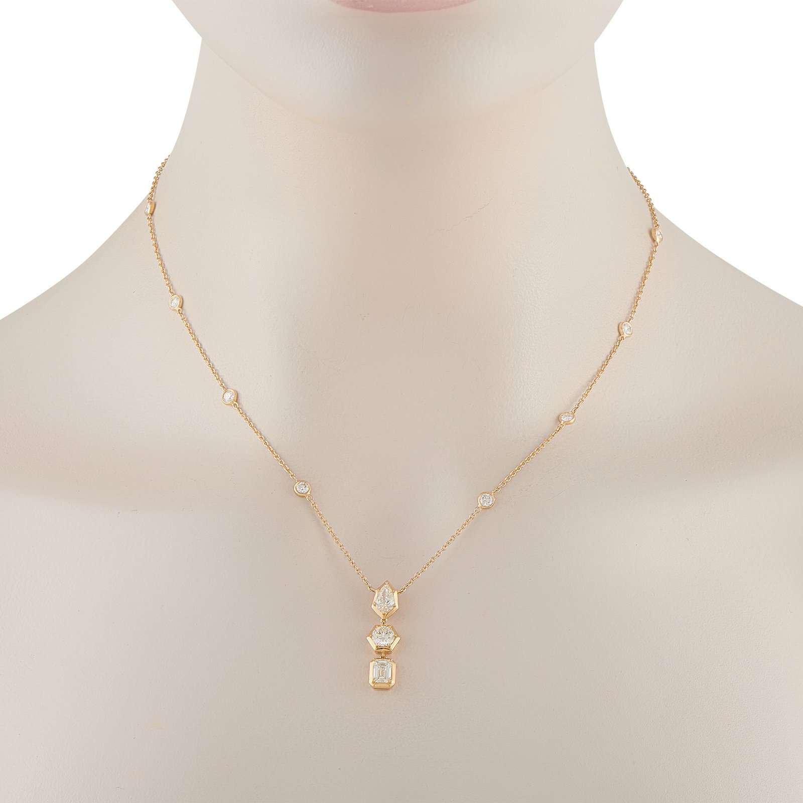 18K Yellow Gold 2.75ct Diamond Necklace ANK-19793-Y: 18K Yellow Gold 2.75ct Diamond Necklace ANK-19793-Y