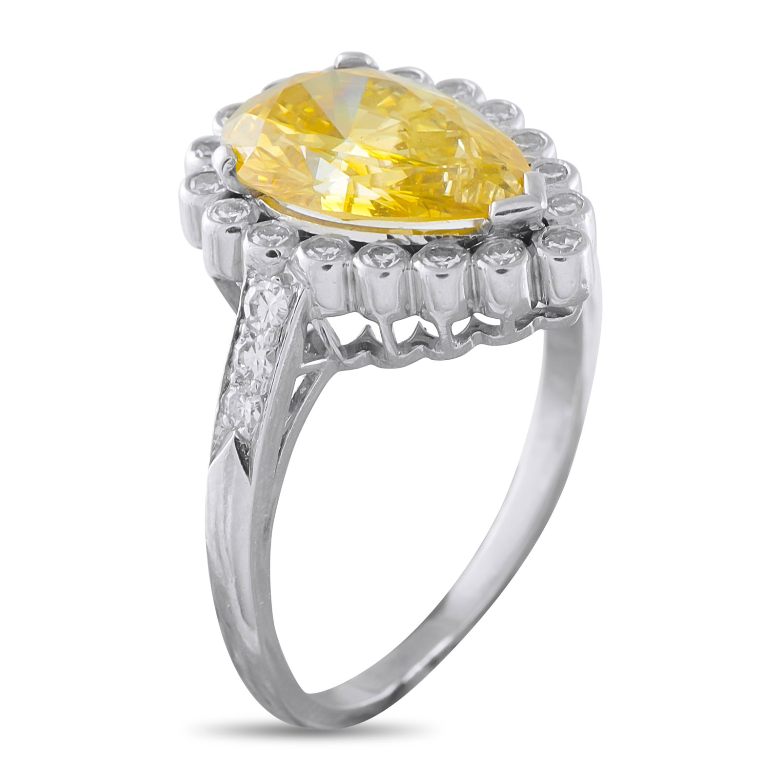 Platinum 4.88ct Diamond Pear Ring MF60-031726: Platinum 4.88ct Diamond Pear Ring MF60-031726