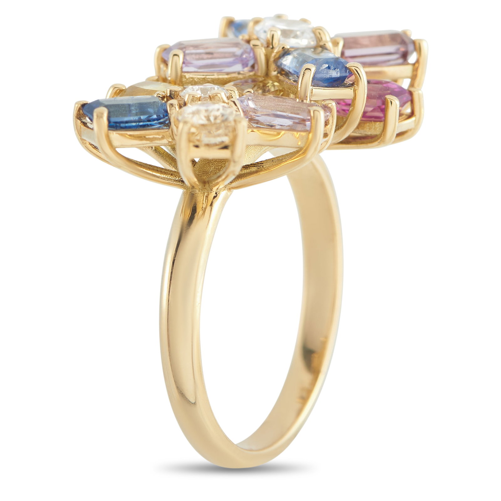 18K Yellow Gold 0.28ct Diamond and Sapphire Ring MF42-031726: 18K Yellow Gold 0.28ct Diamond and Sapphire Ring MF42-031726