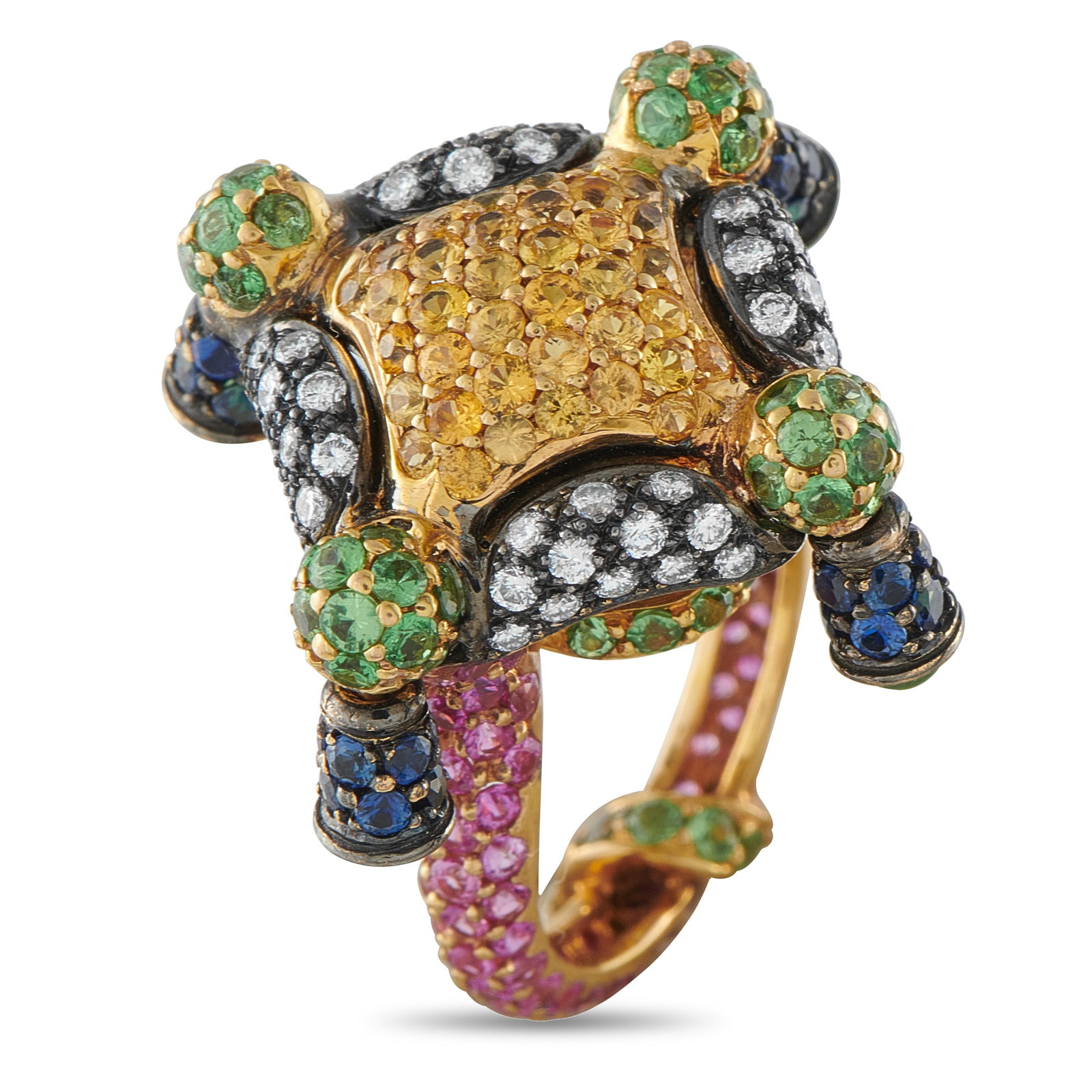 18K Yellow Gold 0.70ct Diamond and Sapphire Ring MF31-031726: 18K Yellow Gold 0.70ct Diamond and Sapphire Ring MF31-031726