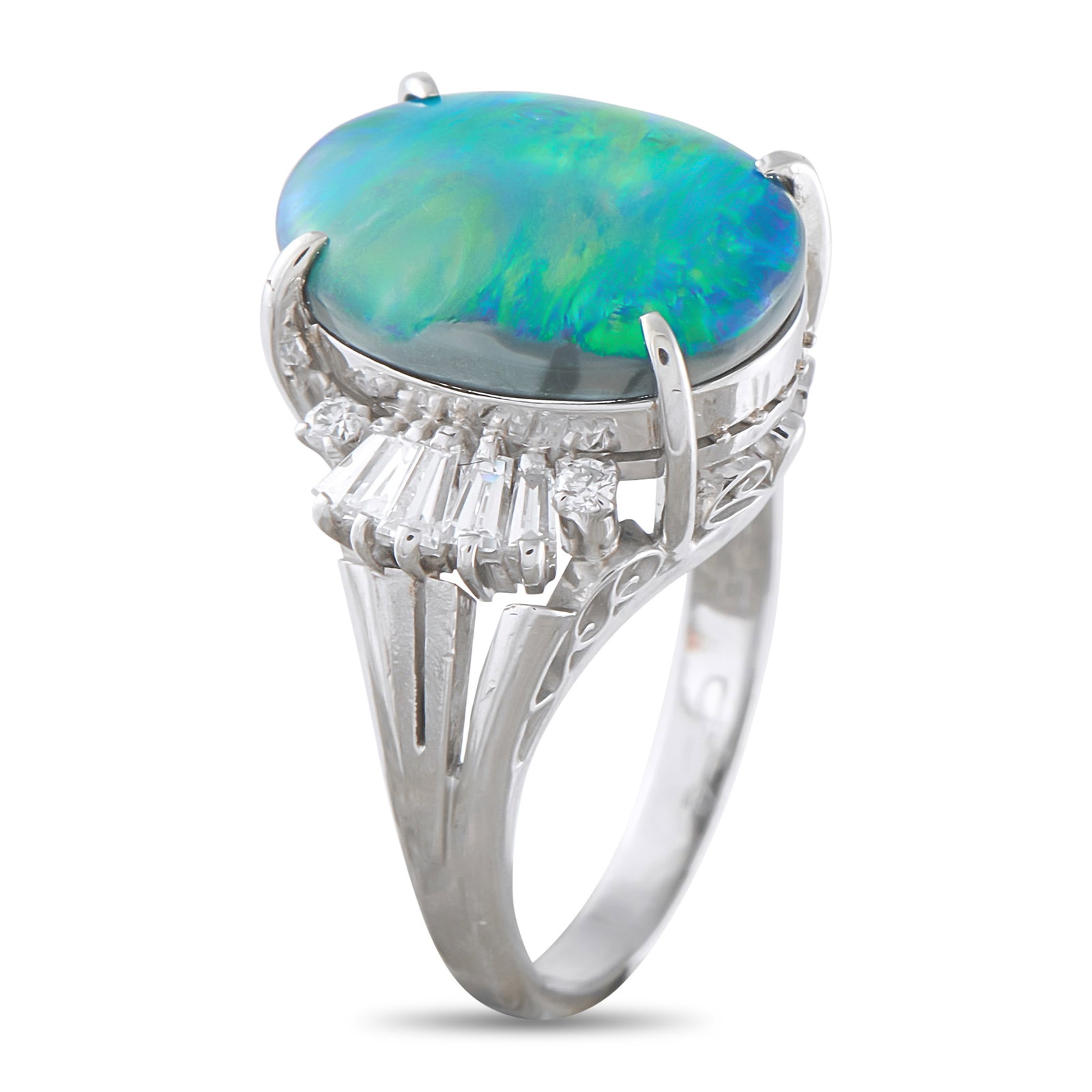 Platinum 0.54ct Diamond and Black Opal Ring MF22-031726 (1 of 1)