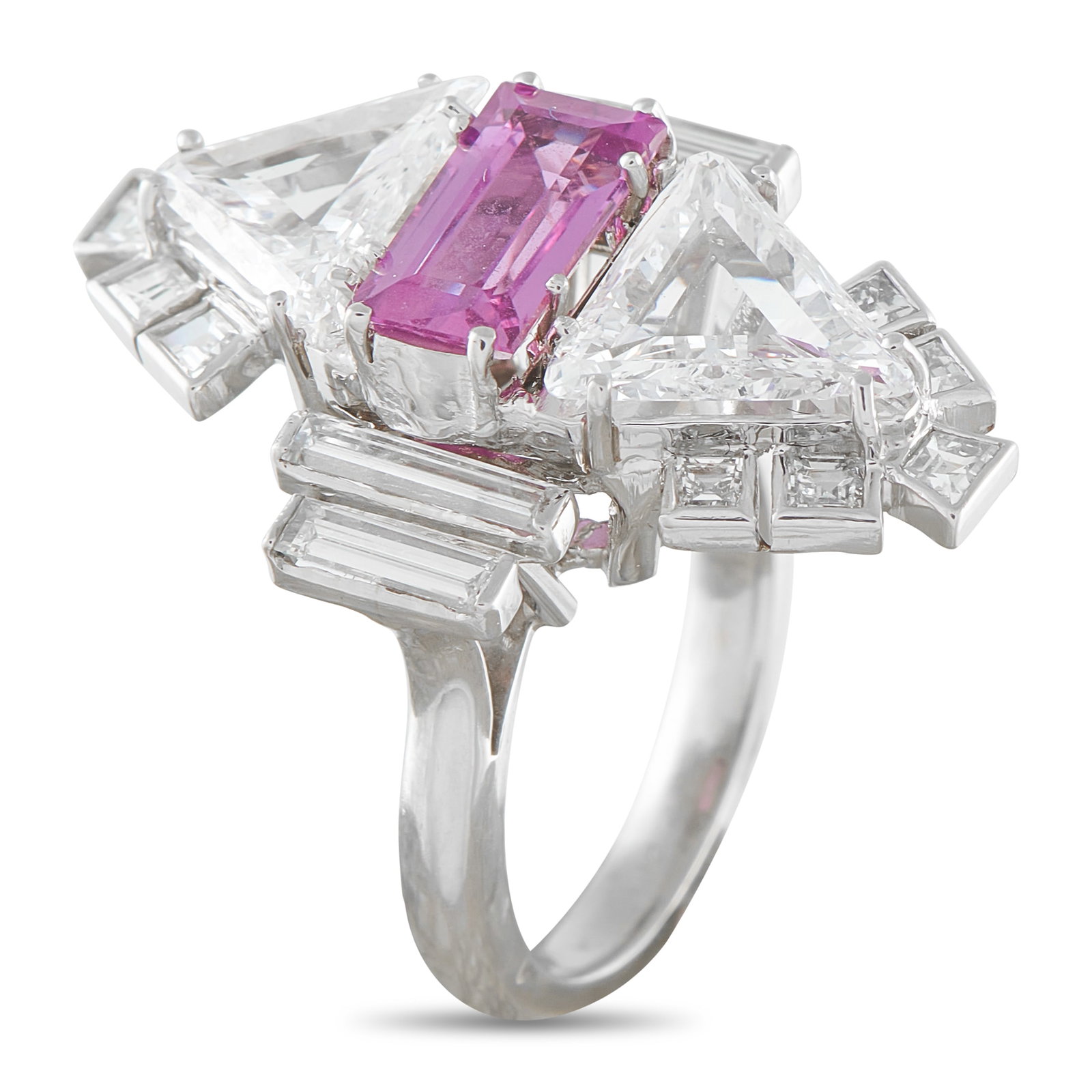 Platinum 4.20ct Diamond and Sapphire Ring MF17-031726: Platinum 4.20ct Diamond and Sapphire Ring MF17-031726
