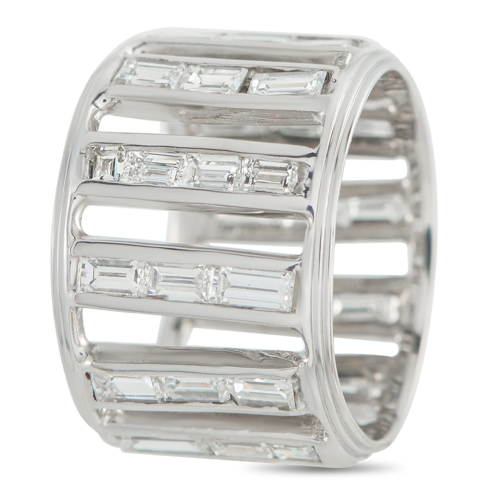 18K White Gold 2.98ct Diamond Wide Band Ring MF07-031726: 18K White Gold 2.98ct Diamond Wide Band Ring MF07-031726