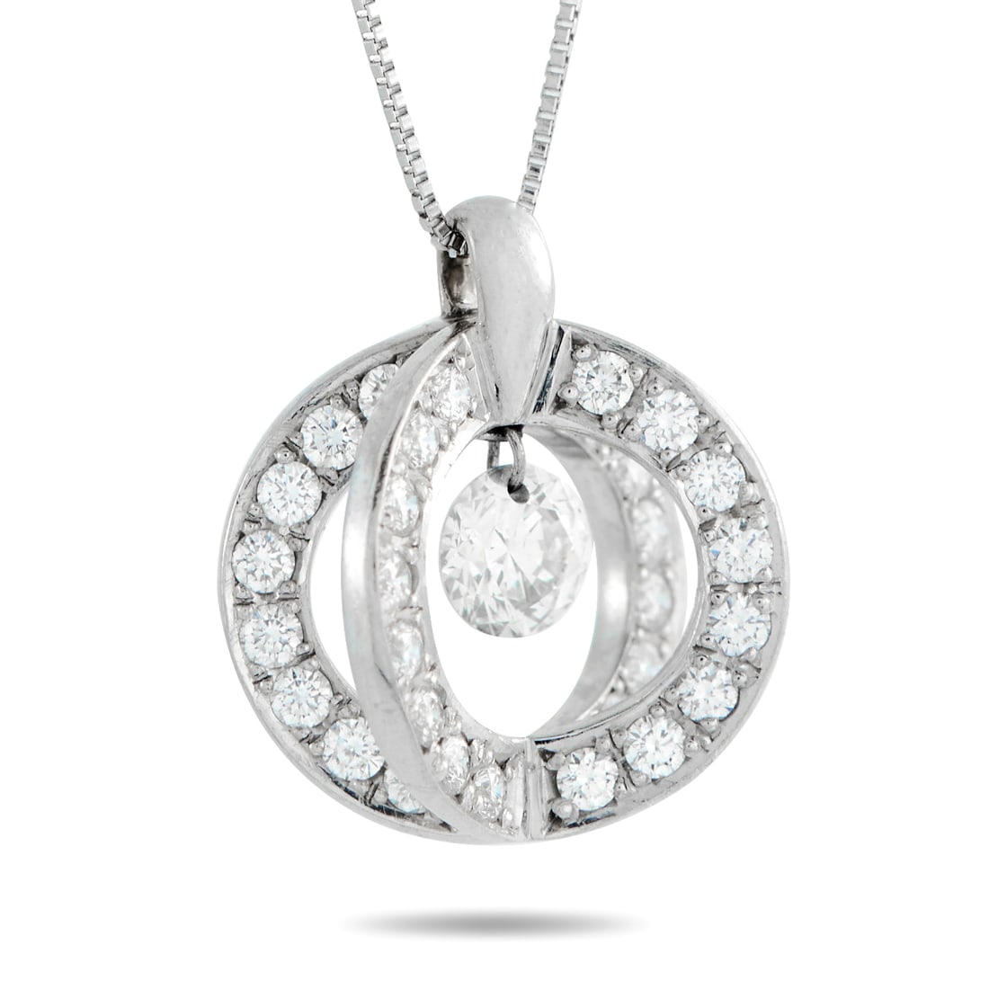18K White Gold 0.79 ct Diamond Orbit Necklace MF31-031626: 18K White Gold 0.79 ct Diamond Orbit Necklace MF31-031626