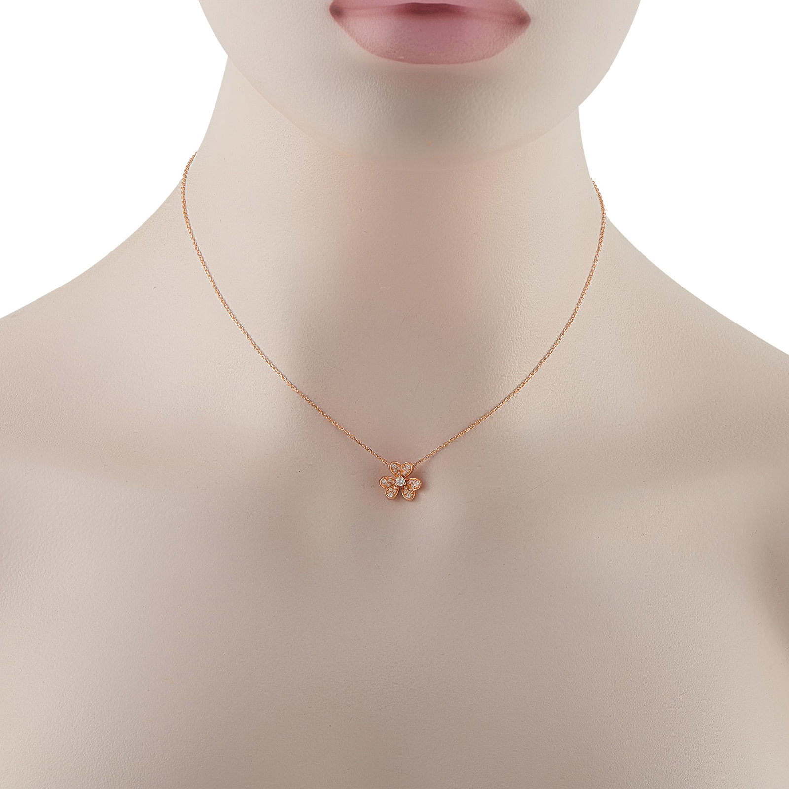 Van Cleef & Arpels Frivole 18K Rose Gold Diamond Mini Model Necklace VC24-031626: Van Cleef & Arpels Frivole 18K Rose Gold Diamond Mini Model Necklace VC24-031626