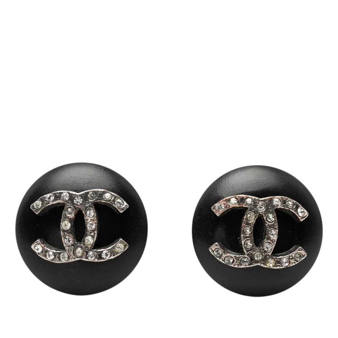 Chanel Coco Mark Round Earrings, 96A Stamp, Vintage Black Metal Rhinestone Plastic, Women's CHANEL: --- Catalog ---Category: SizeSize (HxWxD): 21.40mm x 21.40mm / 0.84'' x 0.84''Category: DesignType: Clip earringsColor: BlackGender: WomenMaterial: Metal, Plastic, RhinestoneCategory: GeneralBrand: Ch
