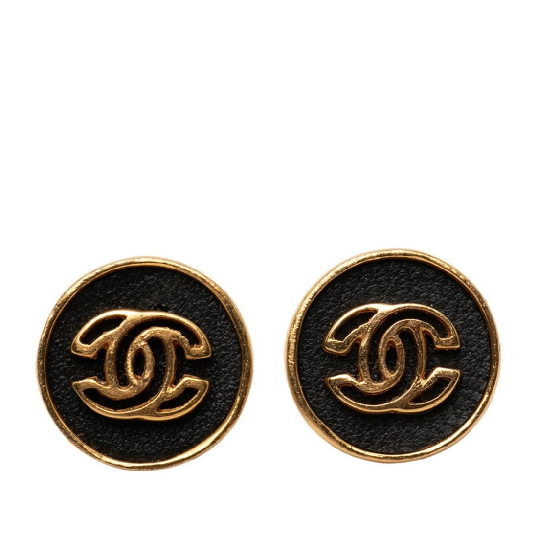 Chanel Coco Mark Round Stud Earrings, 03P Engraving, Gold, Black Plated Leather, Women's CHANEL: --- Catalog ---Category: SizeSize (HxWxD): 15.40mm x 15.40mm / 0.61'' x 0.61''Category: DesignType: Stud earringsColor: Black, GoldGender: WomenMaterial: LeatherCategory: GeneralBrand: Chanel--- Item 