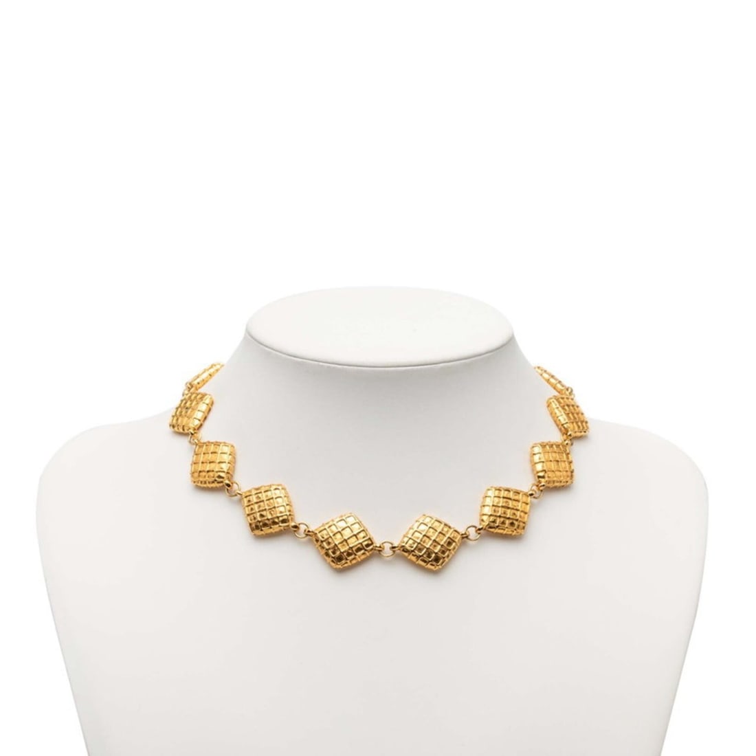 Chanel Diamond Motif Rhombus Bean Necklace Choker Gold Plated Women's CHANEL (1 of 5)