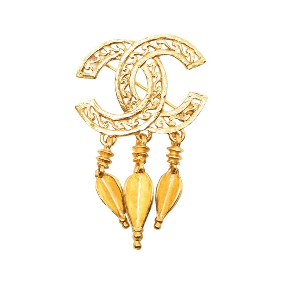 Chanel Coco Mark Fringe Logo Brooch, 95A Stamp, Vintage Gold Plated, Women's CHANEL: --- Catalog ---Category: SizeSize (HxWxD): 60.2cm x 38.8cm / 23.7'' x 15.27''Category: DesignType: BroochColor: GoldGender: WomenMaterial: Gold platingCategory: GeneralBrand: Chanel--- Item List ---Se