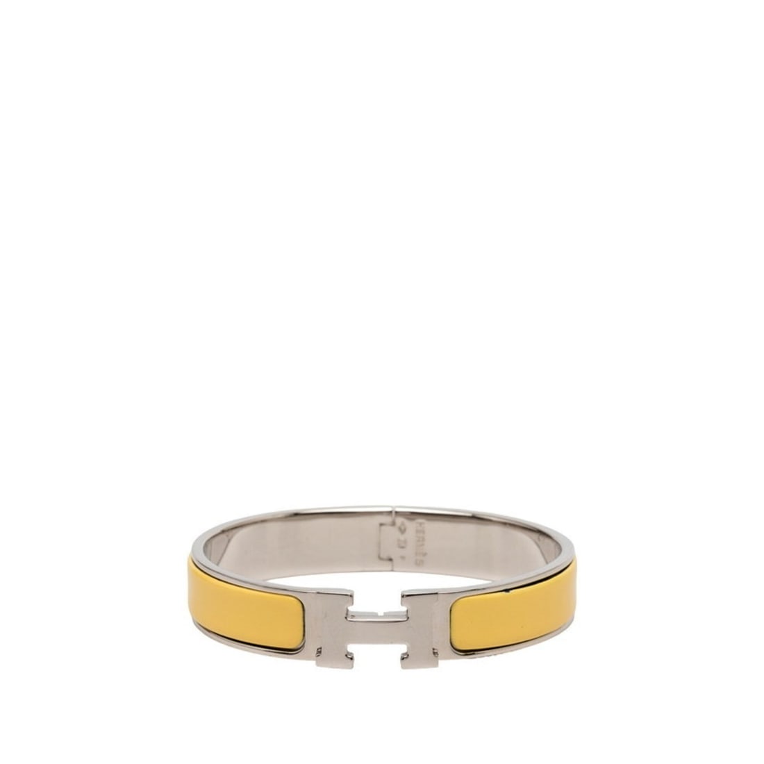 Hermes Clic Clac H PM Bracelet, Silver and Yellow Metal Enamel, Women's.: --- Catalog ---Category: SizeWidth: 1.1cm / 0.43''Length: 15.5cm / 6.1''Category: DesignType: Charm braceletColor: Silver, YellowGender: WomenMaterial: Enamel, MetalCategory: GeneralLine: ClicBrand: H