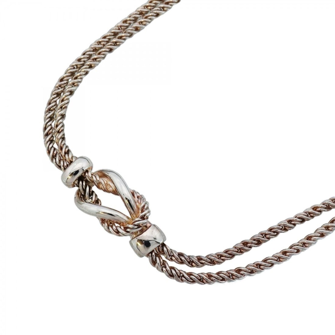 Tiffany & Co. Necklace, Center Knot Double Rope, Sterling Silver 925, Women's: --- Catalog ---Category: SizePendant Size: 11.3mm x 26.1mm / 0.44'' x 1.02''Neck Circumference: 43 cm / 16.92''Category: DesignGender: WomenMaterial: Silver 925Necklace Type: NecklaceCategory: General