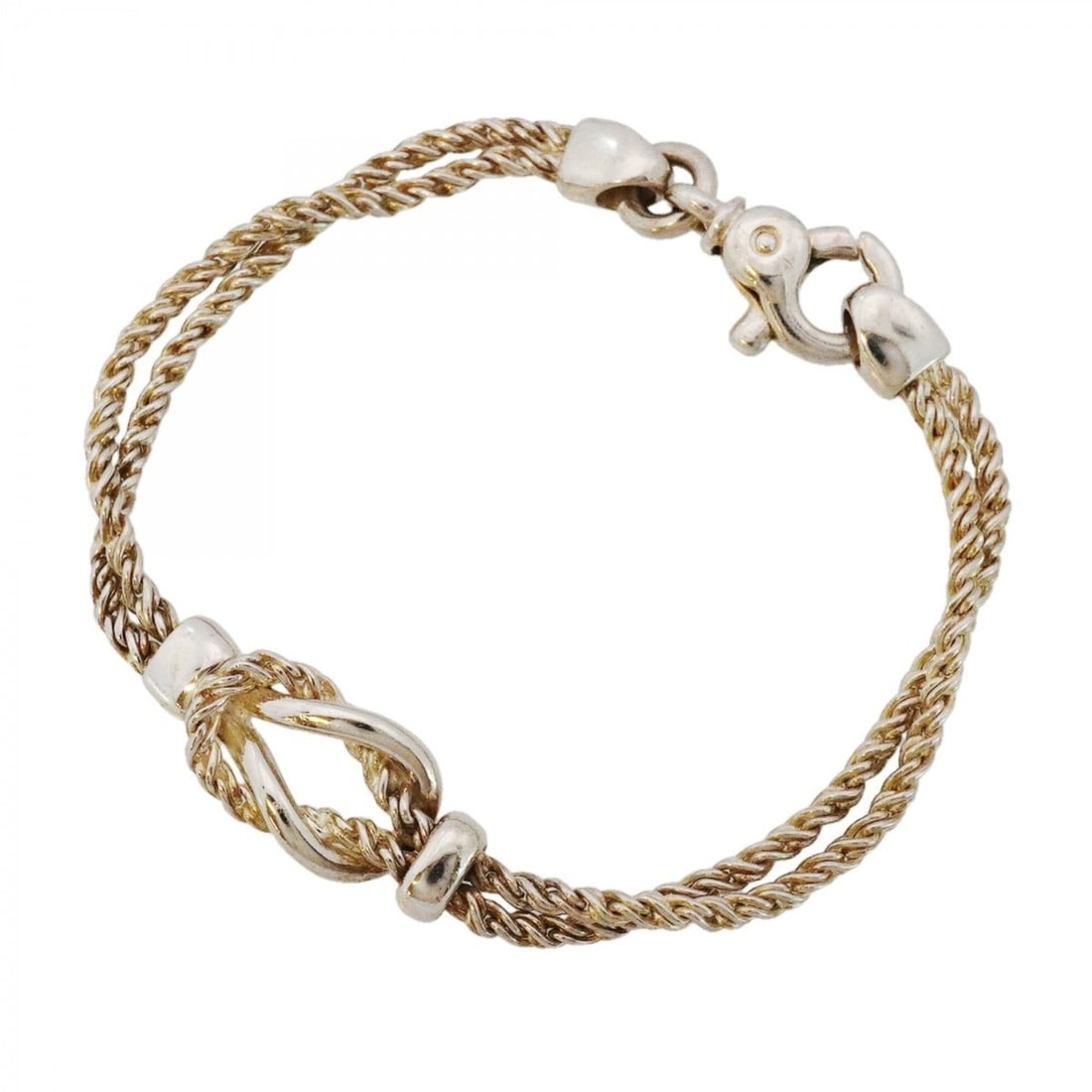 Tiffany & Co. Bracelet, Center Knot Double Rope, Sterling Silver 925, Women's: --- Catalog ---Category: SizeLength: 18cm / 7.08''Category: DesignType: Charm braceletGender: WomenMaterial: Silver 925Category: GeneralBrand: Tiffany--- Item List ---Section: ConditionRanking: Rank A
