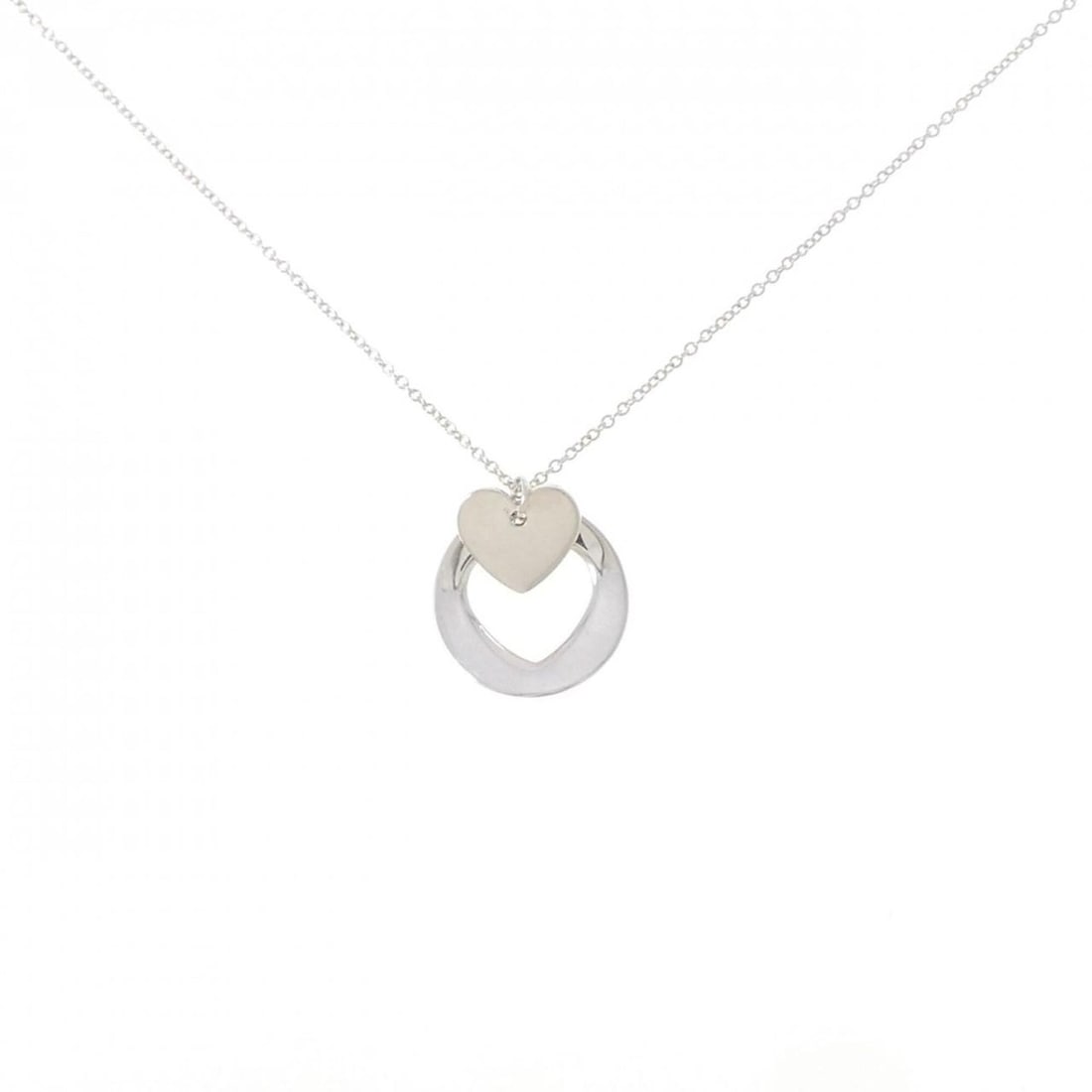 Tiffany Double Stencil Heart Necklace: --- Catalog ---Category: SizePendant Size: 8.6mm x 9.3mm / 0.33'' x 0.36''Neck Circumference: 41 cm / 16.14''Category: DesignColor: SilverGender: WomenMaterial: Silver 925Pendant Type: