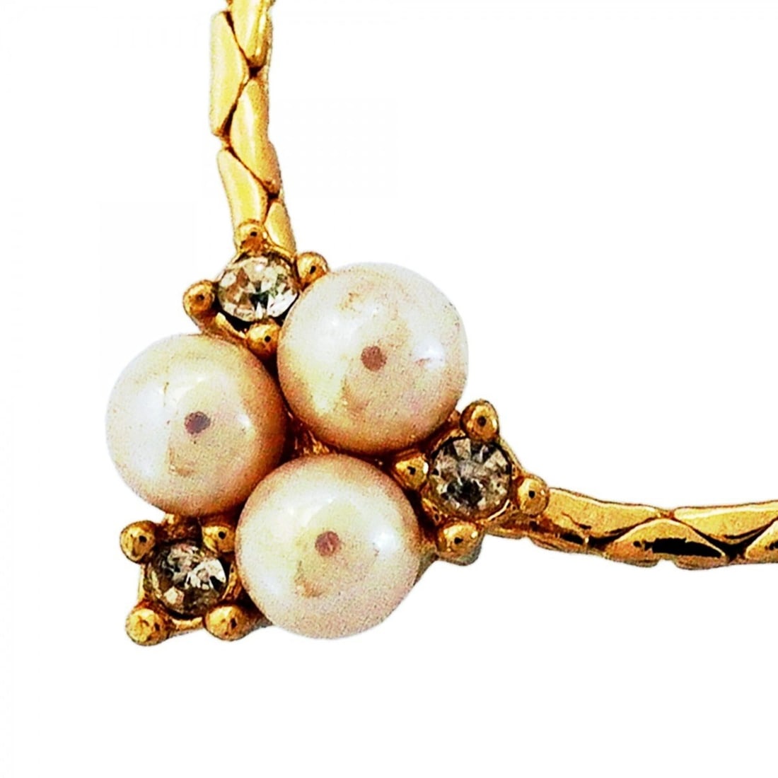 Christian Dior Necklace, GP Plated, Faux Pearl, Rhinestone, Gold, Women's: --- Catalog ---Category: SizePendant Size: 10.5mm x 9.8mm / 0.41'' x 0.38''Neck Circumference: 38.5 cm - 43 cm / 15.15'' - 16.92''Category: DesignColor: GoldGender: WomenMaterial: Gold plating, Rhines