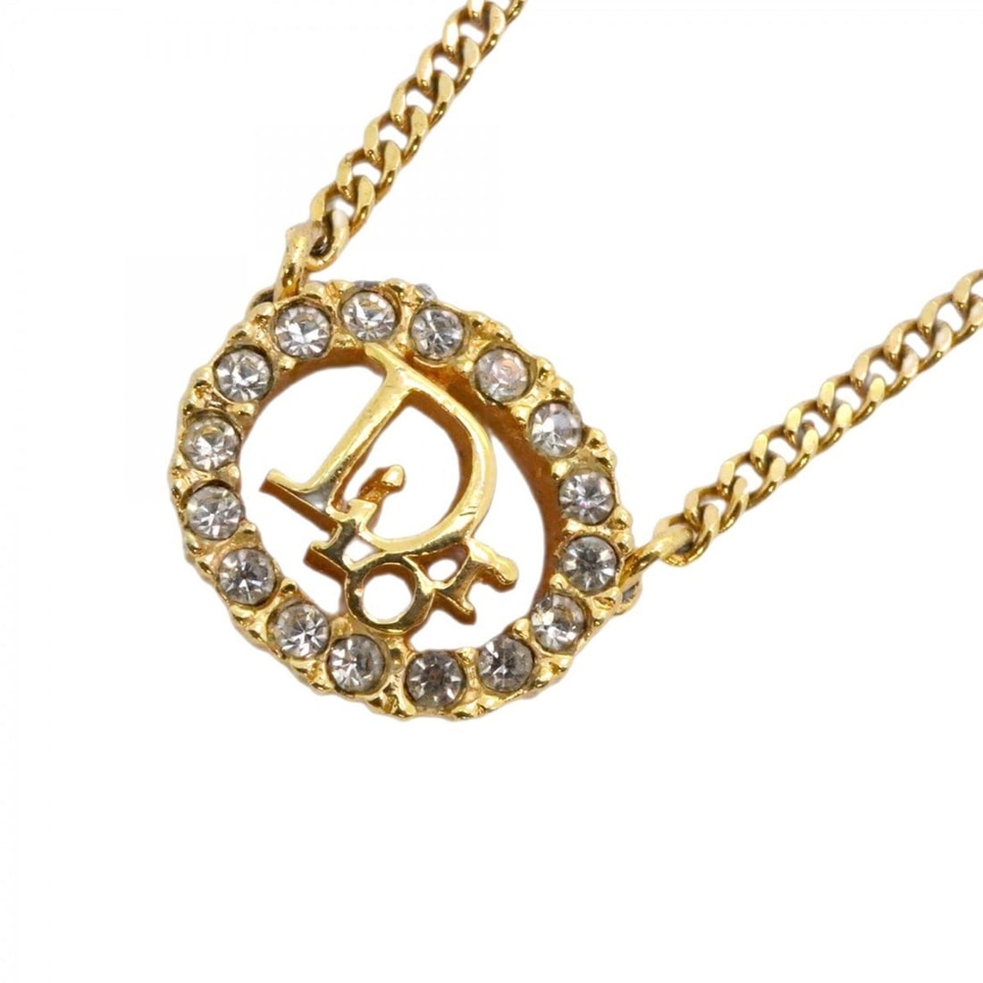 Christian Dior Necklace, Oval, GP Plated, Rhinestone, Gold, Women's: --- Catalog ---Category: SizePendant Size: 13.8mm x 16.7mm / 0.54'' x 0.65''Neck Circumference: 38.5 cm - 44 cm / 15.15'' - 17.32''Category: DesignColor: GoldGender: WomenMaterial: Gold plating, Rhine