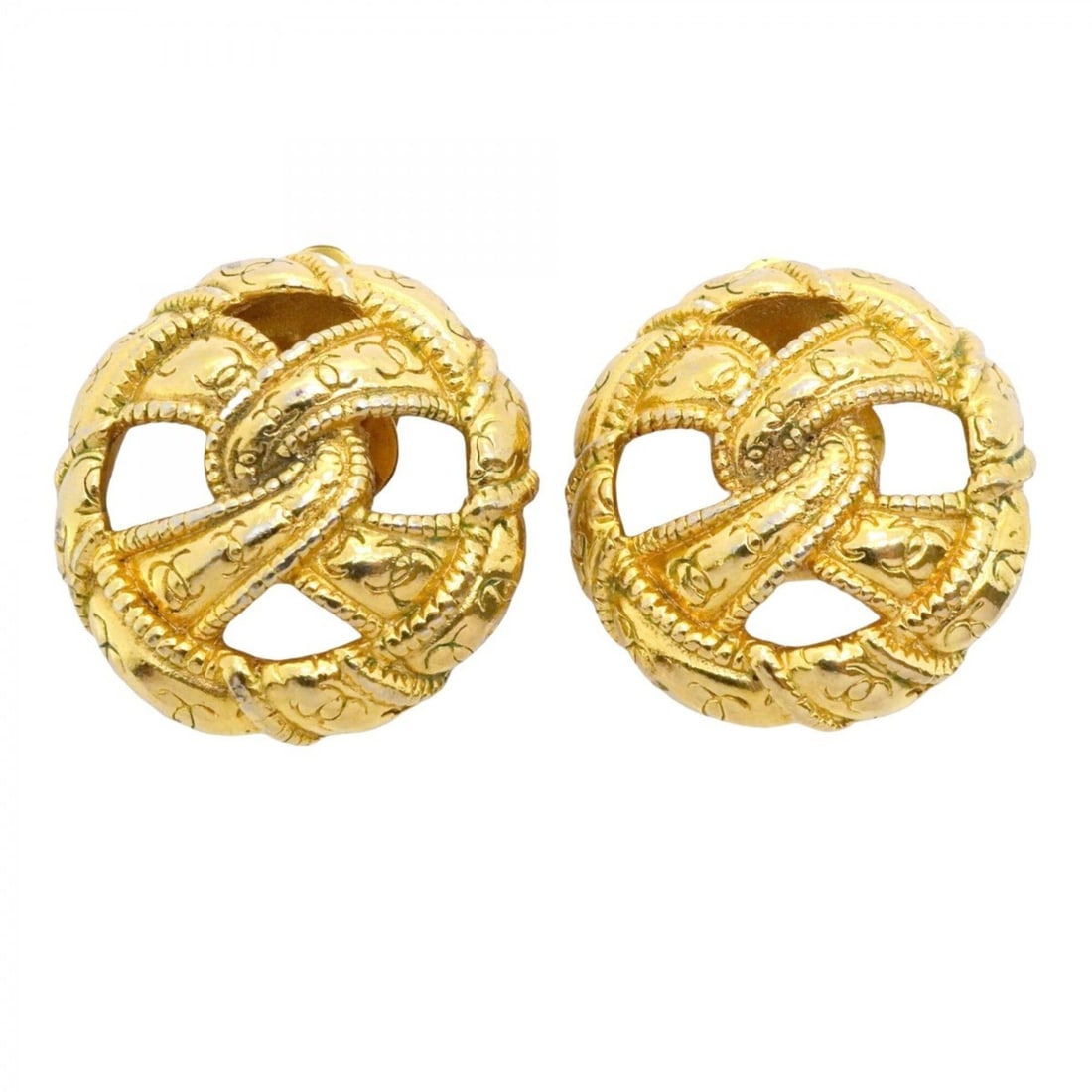 Chanel earrings, Coco Mark, GP plated, gold, women's.: --- Catalog ---Category: SizeSize (HxWxD): 28.20mm x 27.20mm / 1.11'' x 1.07''Category: DesignType: Clip earringsColor: GoldGender: WomenMaterial: Gold platingCategory: GeneralBrand: Chanel--- Item Li