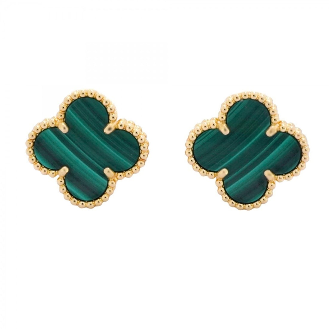 Van Cleef & Arpels Alhambra Earrings, 18K Yellow Gold with Malachite Green Stone, for Women (1 of 8)