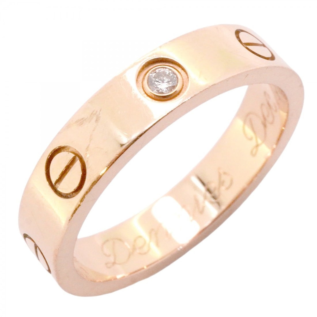 Cartier Mini Love Ring, 1PD (18K Pink Gold), Diamond, Size 52, Women's: --- Catalog ---Category: SizeUS Size: 6.5Brand Size: 52Category: DesignType: Band ringStone: DiamondGender: WomenMaterial: Pink gold (18K)Category: GeneralBrand: Cartier--- Item List ---Section: Condi