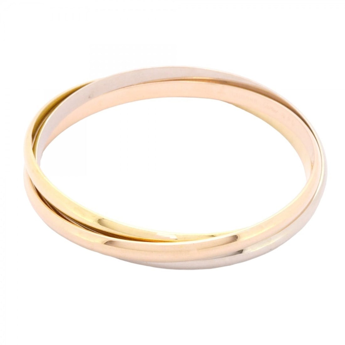 Cartier Trinity Bangle, available in 18K Yellow Gold (KYG), White (18KWG), and Pink (18KPG), for: --- Catalog ---Category: SizeLength: 18.5cm / 7.28''Category: DesignType: BangleGender: WomenMaterial: Pink gold (18K), White gold (18K), Yellow gold (18K)Category: GeneralBrand: Cartier--- Item List 
