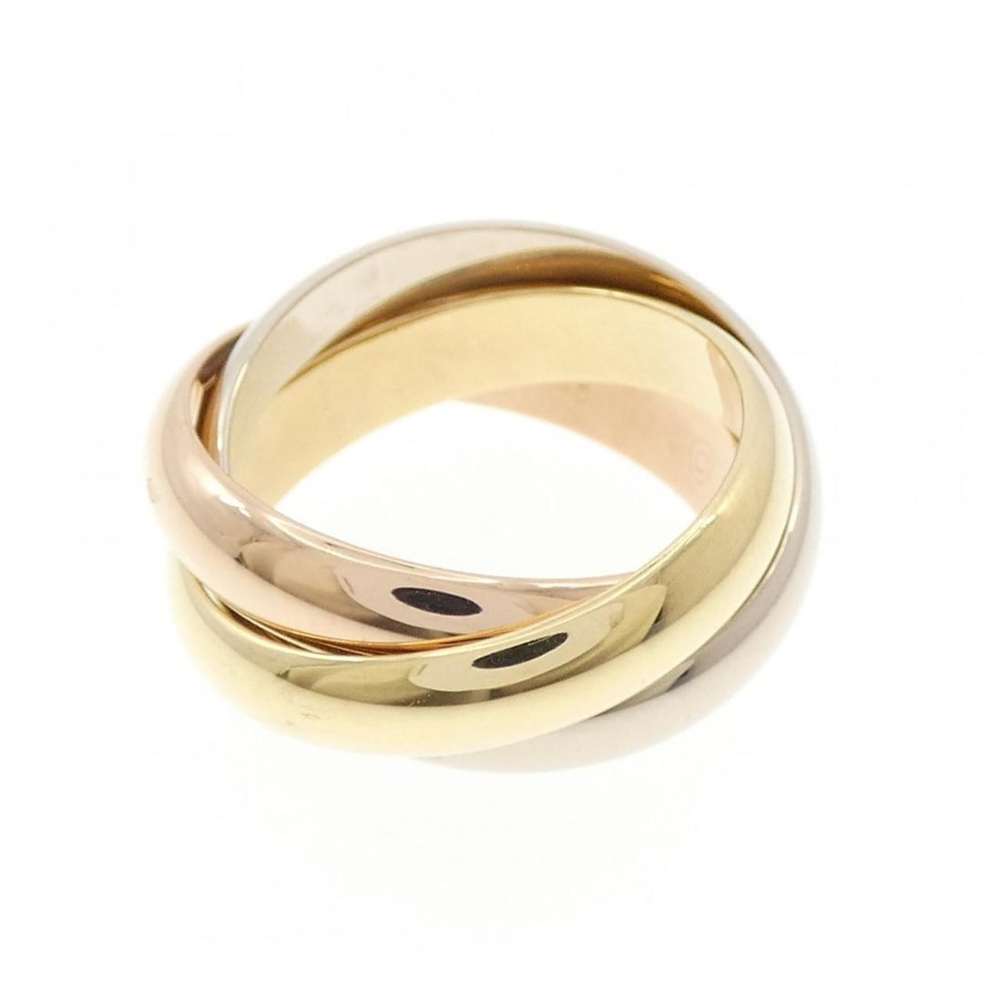 Cartier Trinity Ring: --- Catalog ---Category: SizeWeight: 10.3g / 0.36oz.JP Size: 8US Size: 4.5Category: DesignType: Band ringGender: WomenMaterial: Pink gold (18K), White gold (18K), Yellow gold (18K)Category: GeneralLin