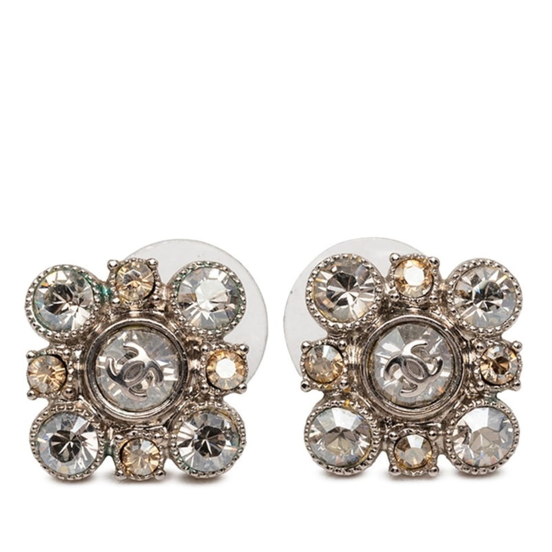 Chanel Coco Mark Earrings, Silver Rhinestone Plated, Women's CHANEL: --- Catalog ---Category: SizeSize (HxWxD): 17.60mm x 17.40mm x 10.00mm / 0.69'' x 0.69'' x 0.39''Category: DesignType: Stud earringsColor: SilverStone: RhinestoneFinish: Silver platedGender: