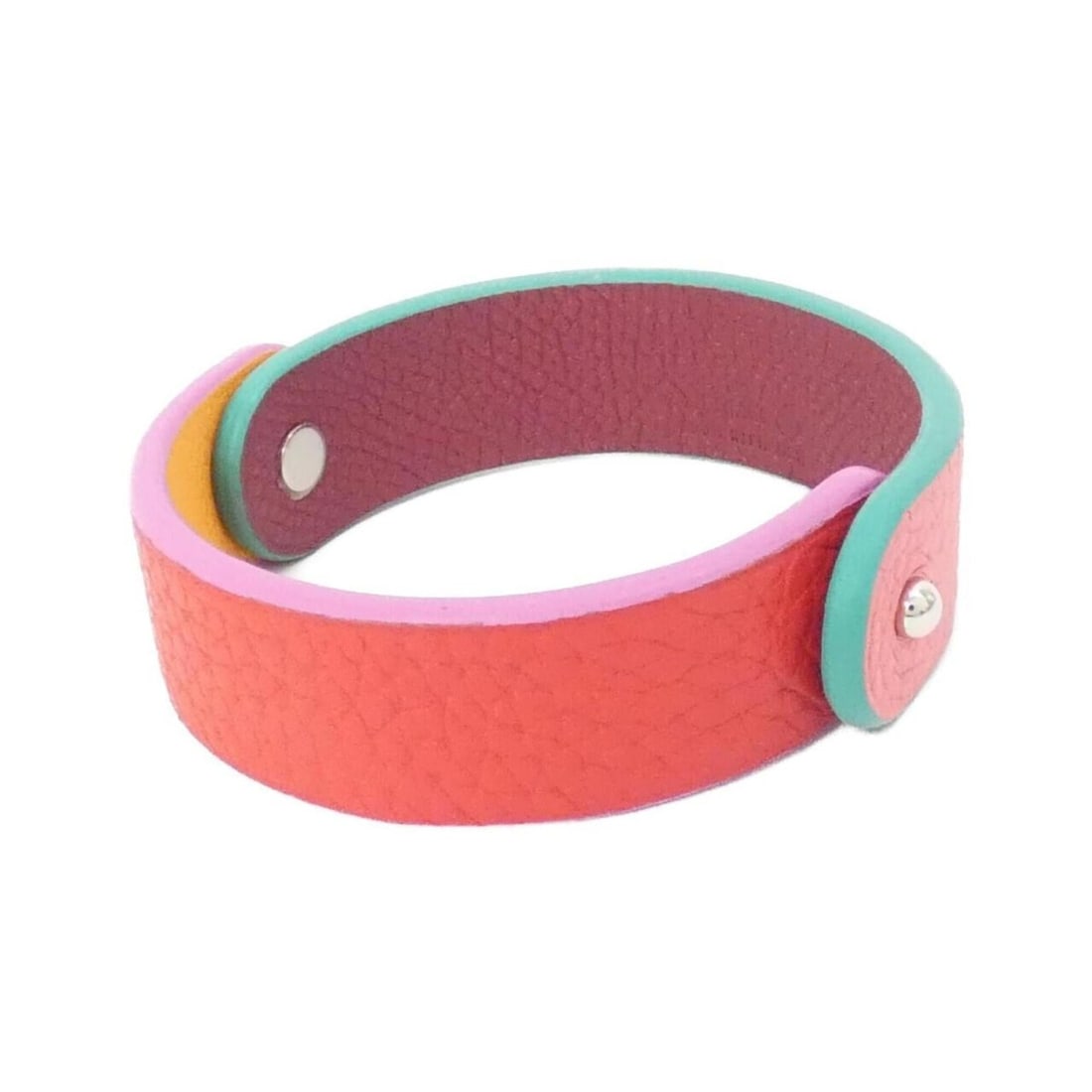 Hermes Duo 1105448 Bracelet: --- Catalog ---Category: SizeLength: 18cm / 7.08''Category: DesignType: Charm braceletColor: Jaune, Pink, Rouge HGender: WomenMaterial: Epsom leather, Taurillon clemence leatherCategory: GeneralMPN: 1