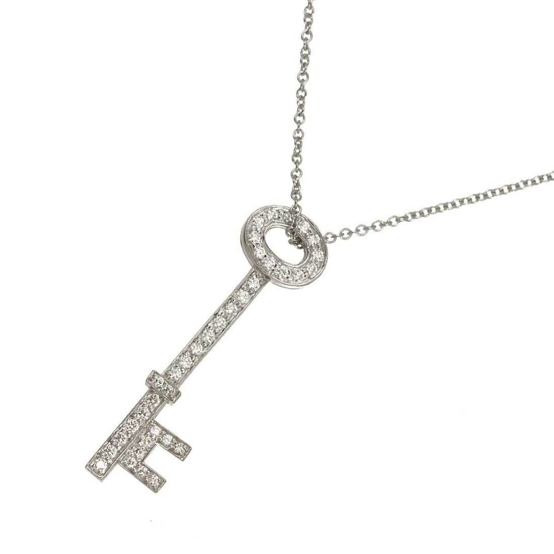 Tiffany & Co. Oval Key Diamond Necklace, 40cm, Platinum (Pt): --- Catalog ---Category: SizePendant Size: 30.4mm x 8.4mm / 1.19'' x 0.33''Neck Circumference: 40 cm / 15.74''Category: DesignGender: WomenMaterial: Platinum 950Necklace Type: NecklaceCategory: Genera