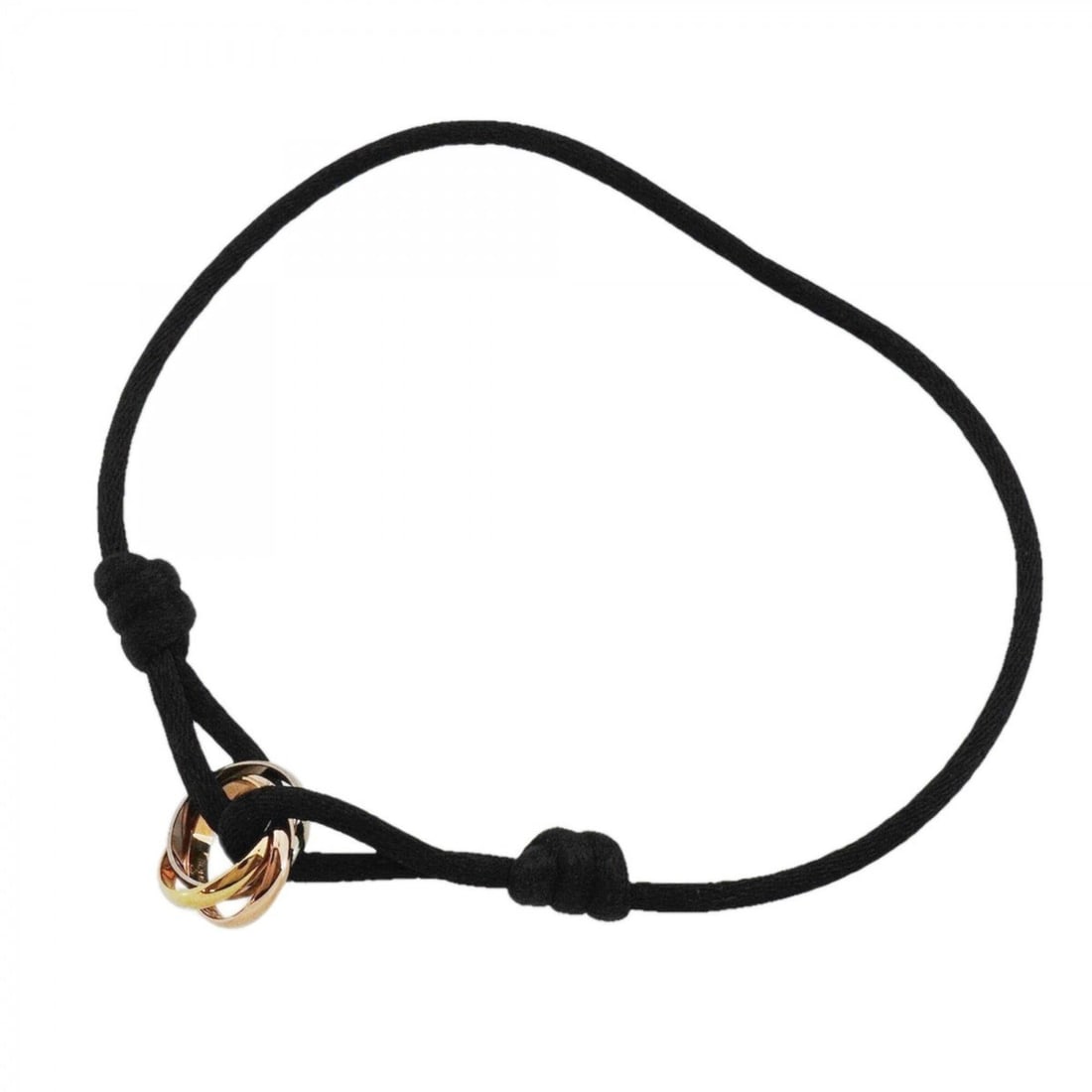Cartier Trinity Cord Bracelet in 18K Yellow Gold, White Pink and Black (Women's): --- Catalog ---Category: SizeLength: 21.5cm / 8.46''Category: DesignType: Charm braceletColor: BlackGender: WomenMaterial: Pink gold (18K), White gold (18K), Yellow gold (18K)Category: GeneralBrand: