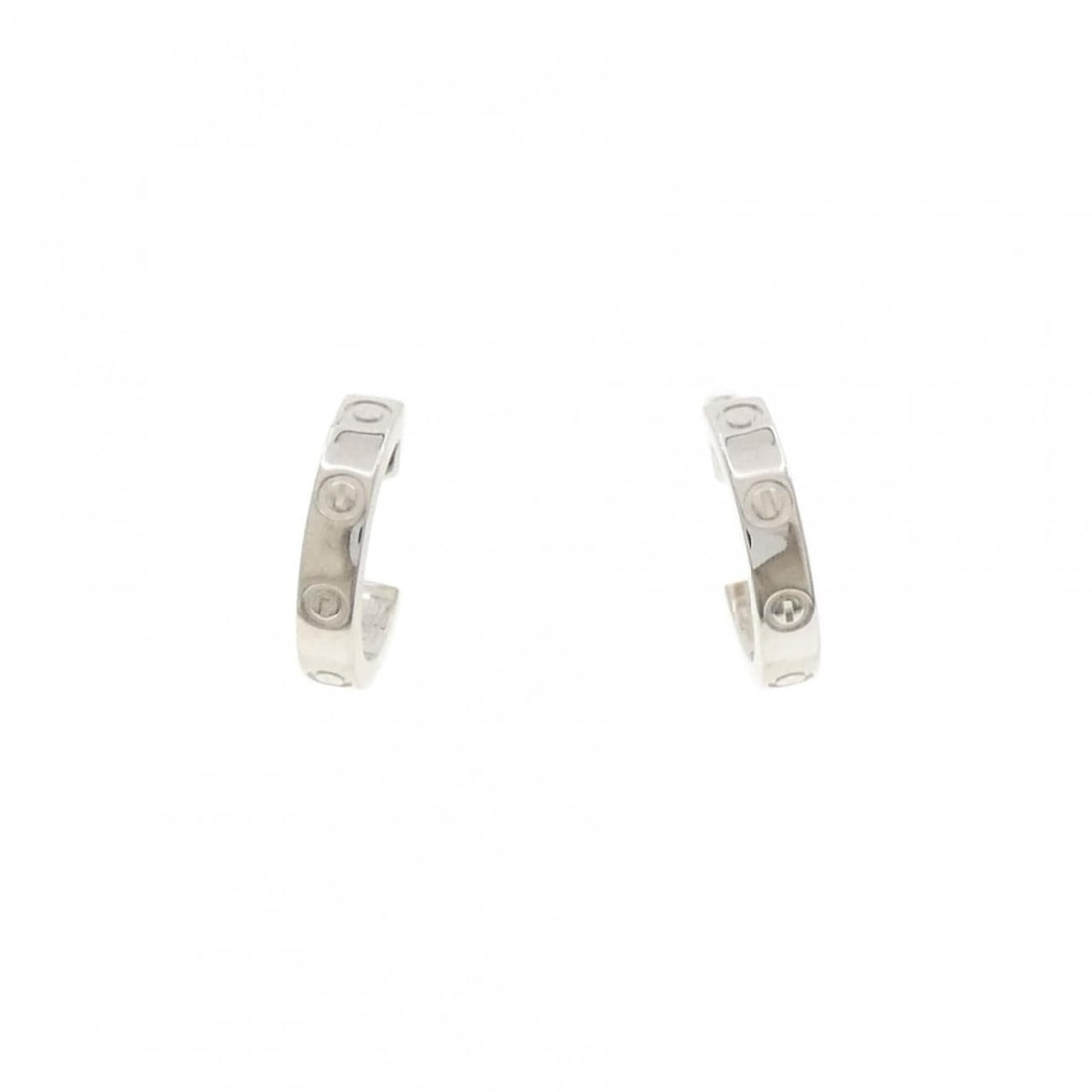 Cartier Mini Love Earrings: --- Catalog ---Category: SizeWeight: 3.5g / 0.12oz.Size (HxWxD): 12.50mm x 2.50mm / 0.49'' x 0.10''Category: DesignType: Hoop earringsGender: WomenMaterial: White gold (18K)Category: GeneralLine: