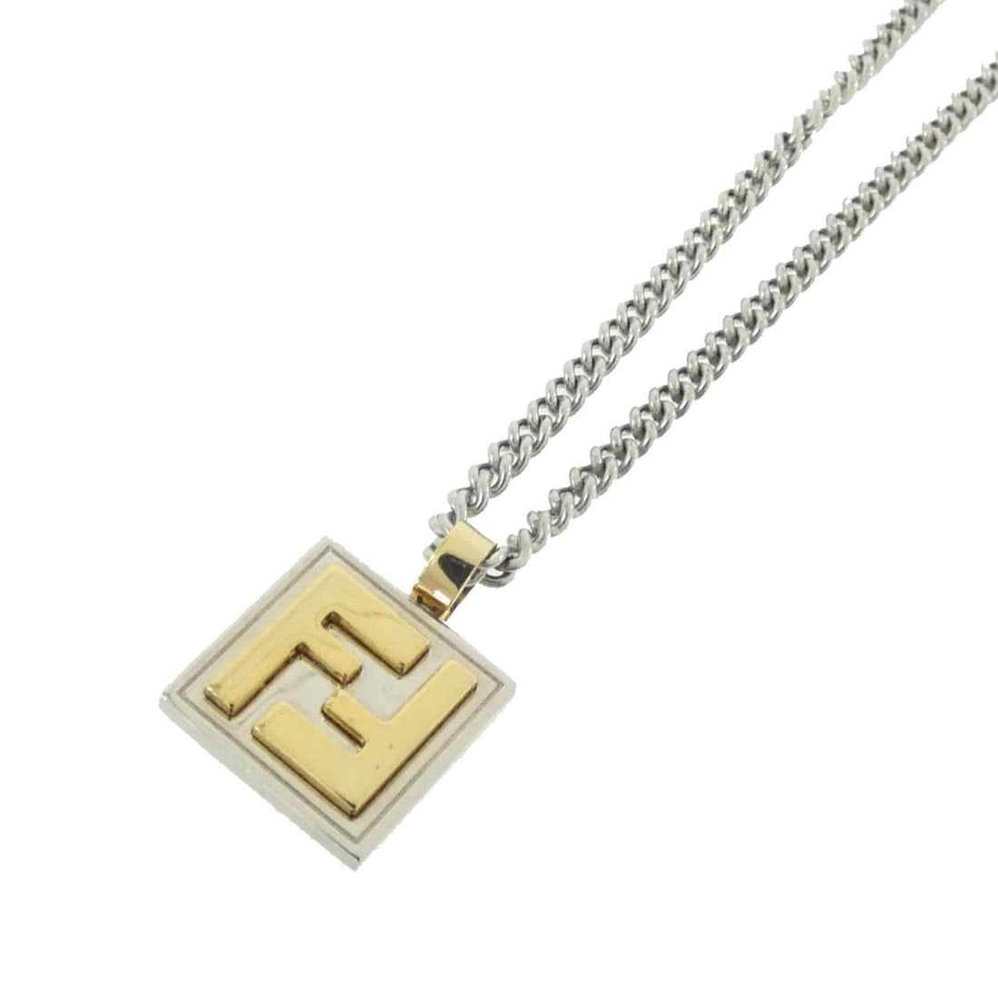 Fendi 7AJ292 B08 Necklace: --- Catalog ---Category: SizePendant Size: 15mm x 15mm / 0.59'' x 0.59''Neck Circumference: 61 cm / 24.01''Category: DesignColor: Gold, SilverGender: WomenNecklace Type: NecklaceCategory:
