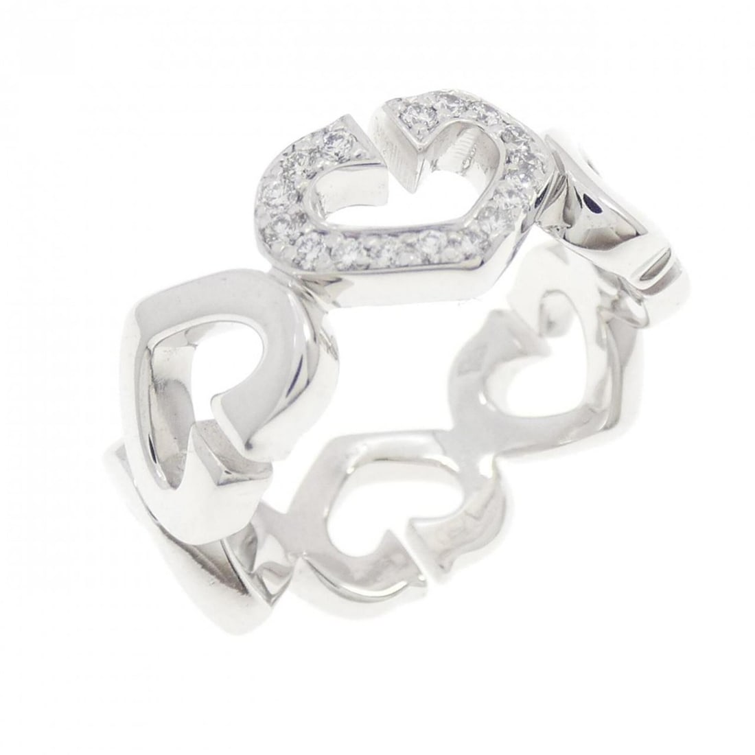 Cartier C Heart 1P Ring: --- Catalog ---Category: SizeWidth: 6.9mm / 0.27''Weight: 5.9g / 0.2oz.JP Size: 6US Size: 3.5Category: DesignType: Band ringStone: DiamondGender: WomenMaterial: White gold (18K)Category: GeneralBrand: