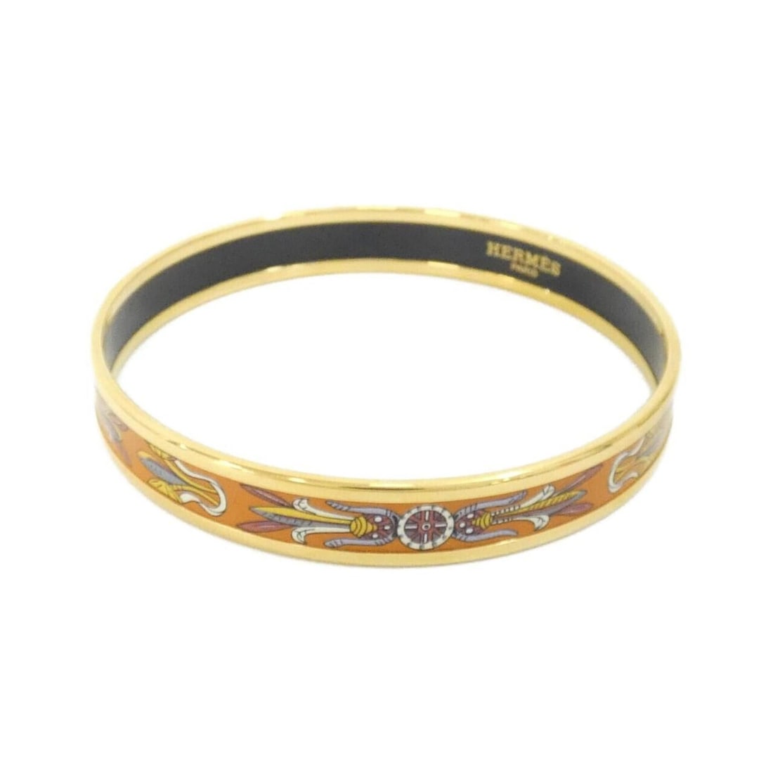Hermes bangle: --- Catalog ---Category: SizeLength: 21cm / 8.26''Category: DesignType: BangleColor: Gold, OrangeGender: WomenCategory: GeneralBrand: Hermes--- Item List ---Section: ConditionRanking: Rank A Used - A