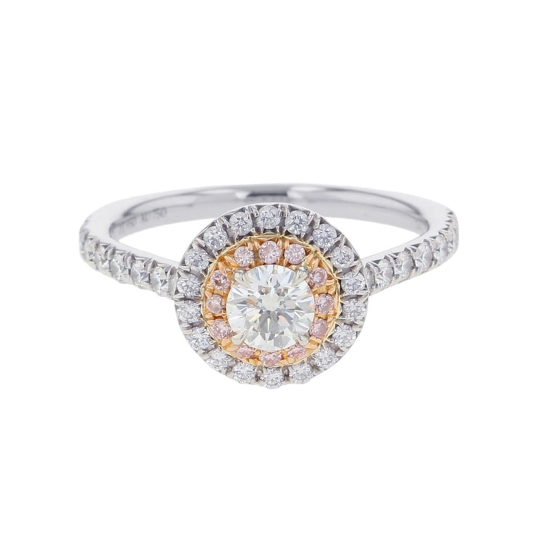 Tiffany & Co. Soleste Engagement Ring with Pink Diamond, 0.30ct Center Stone, Platinum 950, 18K: --- Catalog ---Category: SizeJP Size: 9US Size: 5Category: DesignType: Band ringGender: WomenMaterial: Platinum 950, Yellow gold (18K)Category: GeneralBrand: Tiffany--- Item List ---Section: