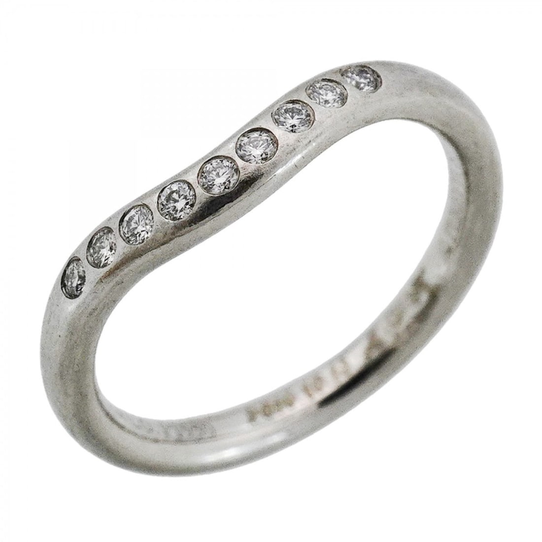 Tiffany & Co. Curved Band Ring, Platinum 950, Diamond, Size 5, Women's: --- Catalog ---Category: SizeJP Size: 5US Size: 3.5Category: DesignType: Band ringStone: DiamondGender: WomenMaterial: Platinum 950Category: GeneralBrand: Tiffany--- Item List ---Section: