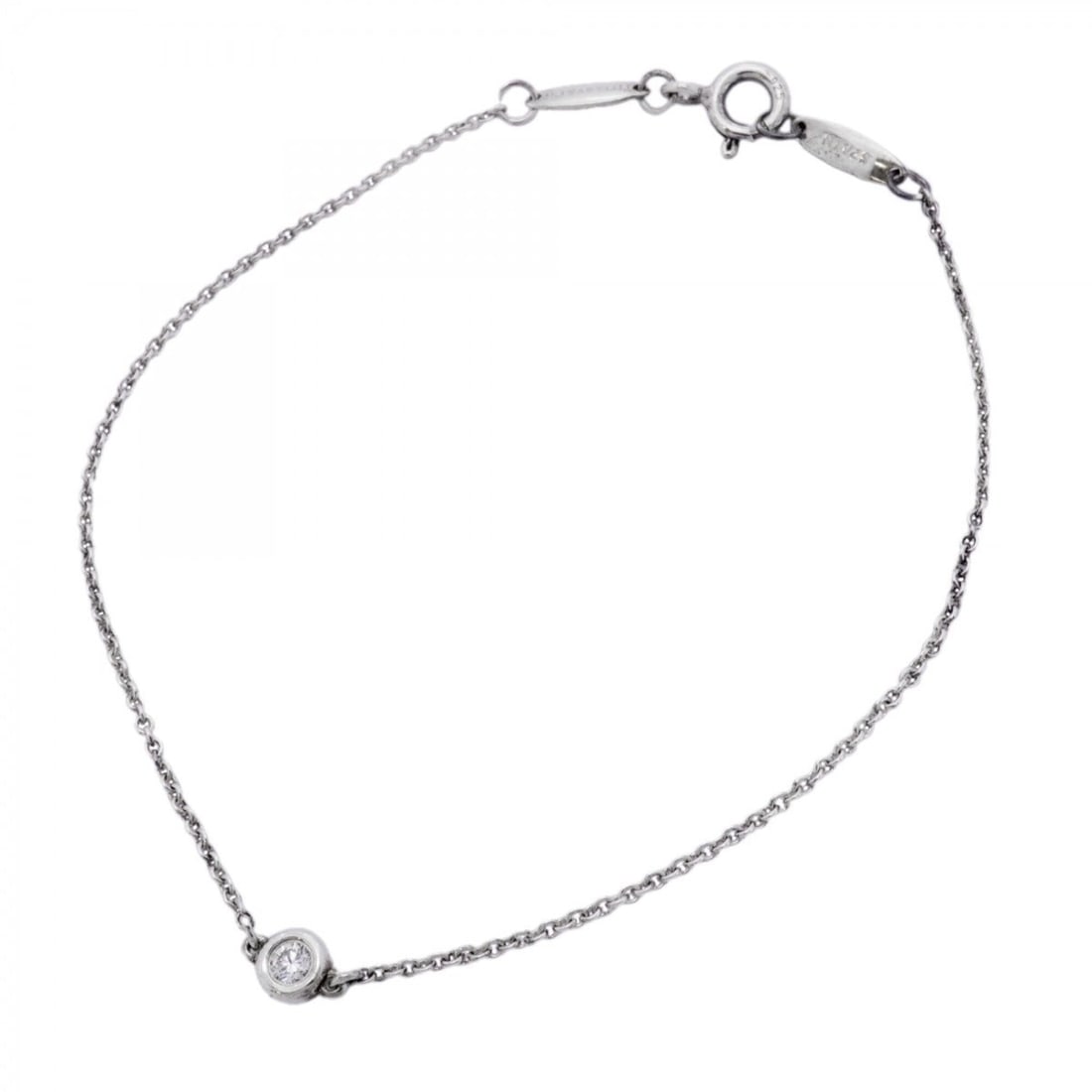 Tiffany & Co. By the Yard Bracelet, 1PD (One Diamond), Sterling Silver 925, Women's: --- Catalog ---Category: SizeLength: 18cm / 7.08''Category: DesignType: Charm braceletStone: DiamondGender: WomenMaterial: Silver 925Category: GeneralBrand: Tiffany--- Item List ---Section: ConditionR