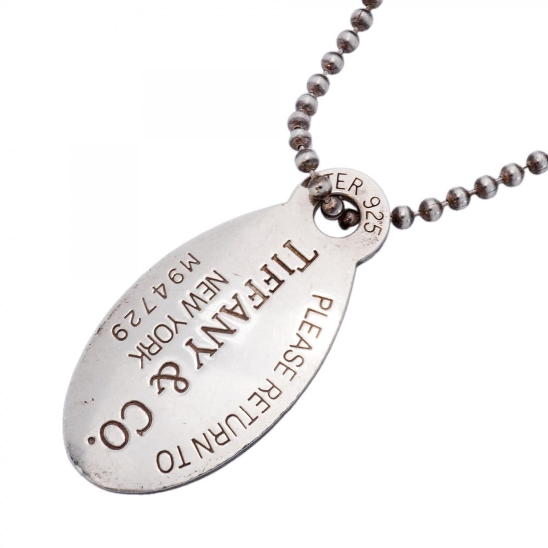 Tiffany & Co. Return to Dreams Ball Chain Oval Sterling Silver Necklace for Women: --- Catalog ---Category: SizePendant Size: 42.4mm x 20.8mm / 1.66'' x 0.81''Neck Circumference: 87 cm / 34.25''Category: DesignGender: WomenMaterial: Silver 925Necklace Type: NecklaceCategory: General