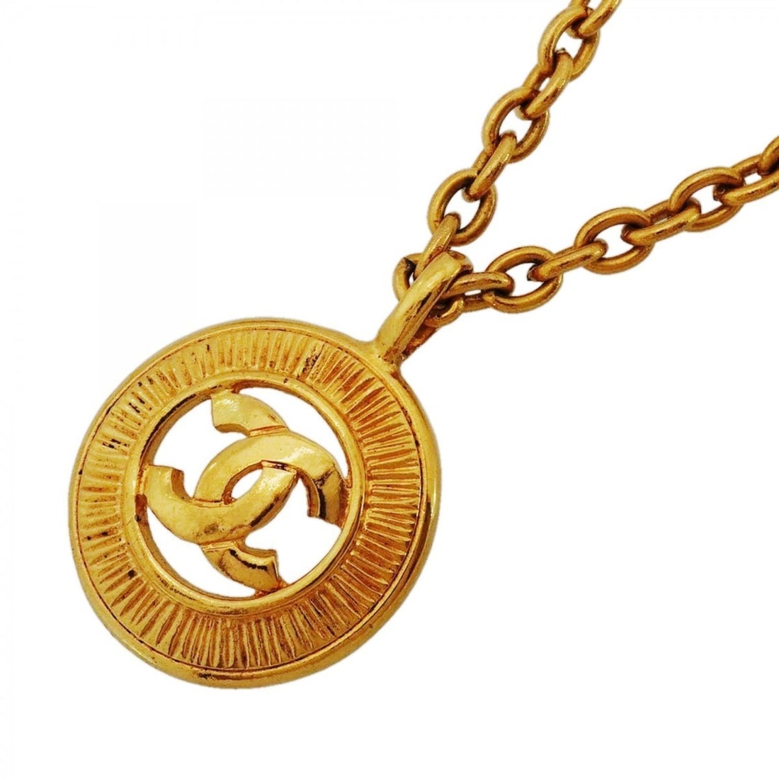 Chanel Necklace, Coco Mark Circle, GP Plated Gold, Women's: --- Catalog ---Category: SizePendant Size: 35.3mm x 25mm / 1.38'' x 0.98''Neck Circumference: 41.5 cm / 16.33''Category: DesignColor: GoldGender: WomenMaterial: Gold platingNecklace Type: NecklaceCate