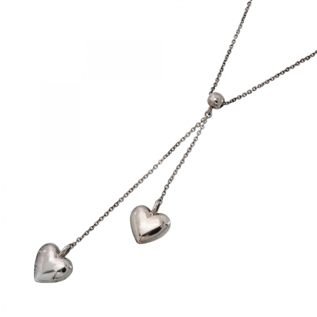 Tiffany & Co. Double Drop Heart Necklace, Sterling Silver 925, Women's, P2782187: --- Catalog ---Category: SizePendant Size: 63mm x 9.9mm / 2.48'' x 0.38''Neck Circumference: 41 cm / 16.14''Category: DesignGender: WomenMaterial: Silver 925Necklace Type: NecklaceCategory: GeneralBra
